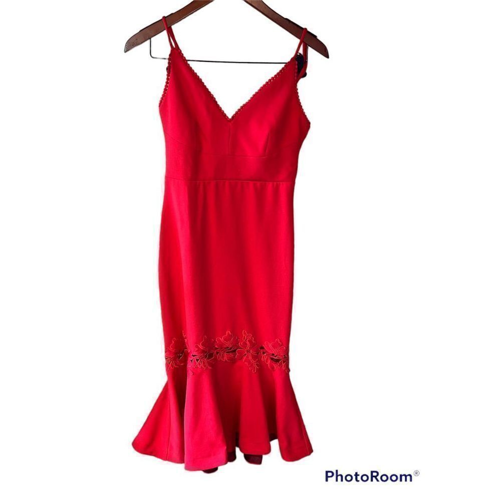 Stunning red bisou bisou maxi flare sexy size 4 bodycon holiday Christmas